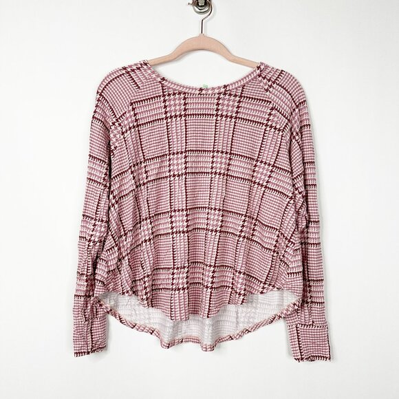 2/$24 Honeydew Gingham Plaid Long Sleeve Lounge Shirt Rose Burgundy S A0498 TRB3 - Picture 3 of 7